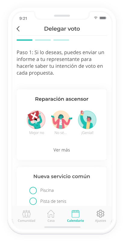 Pantalla de delegació de vot a l'APP